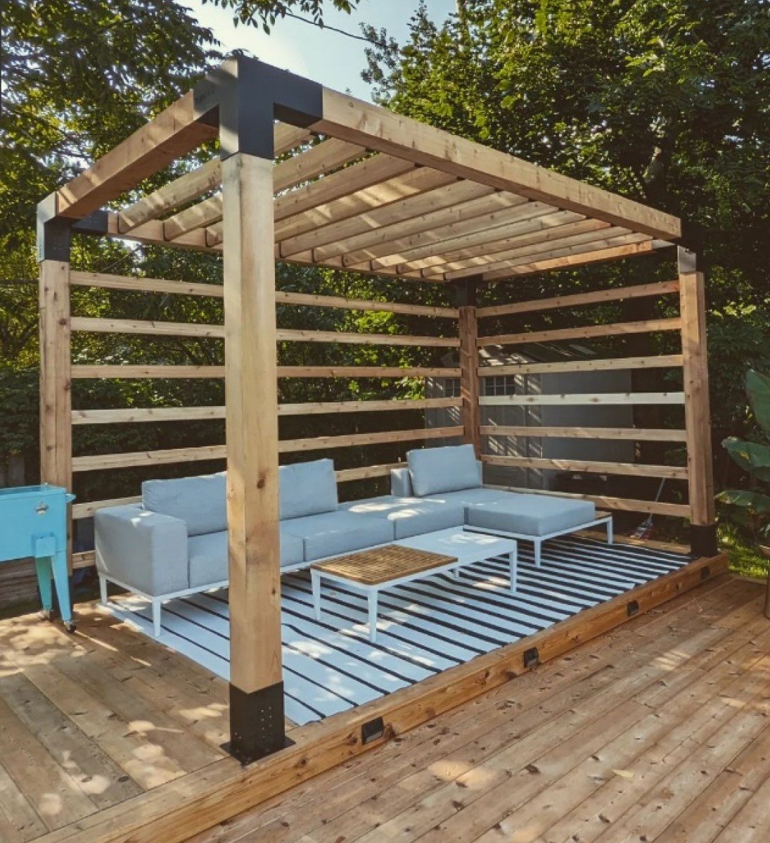 paradise deck builders oshawa - wood pergola on backyard deck