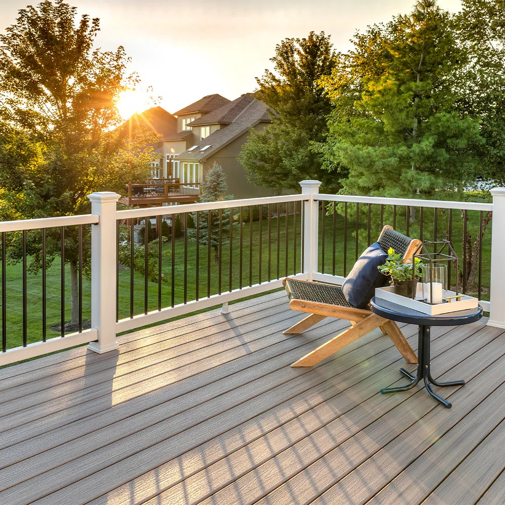 paradise deck builders oshawa - brown composite deck with furniture