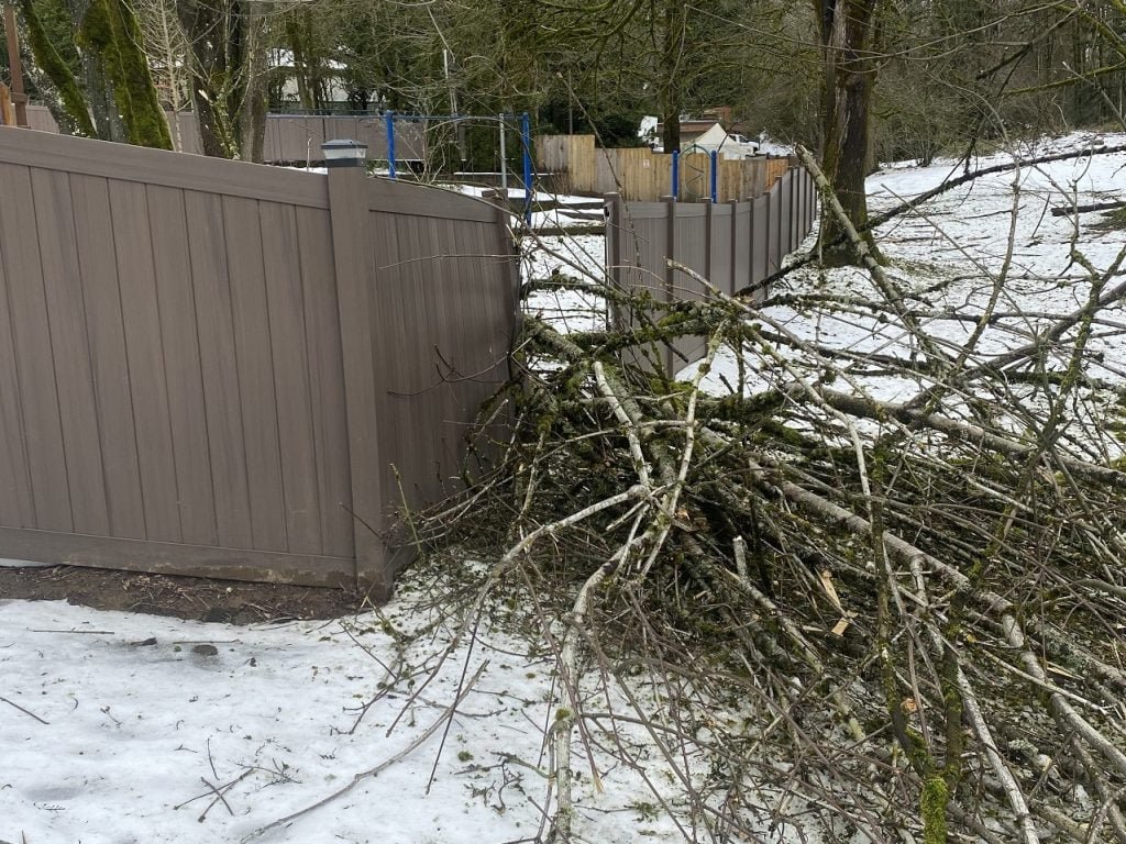 paradise deck builders and fence installers oshawa - fence repair tree damaged panels
